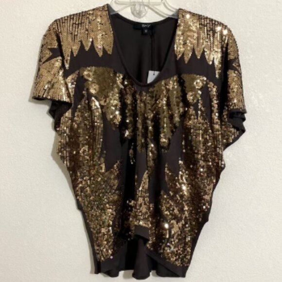 SKY Women's Celeb Style Blouse Embellished w Butterfly Shape Sequins Size S - Picture 1 of 5